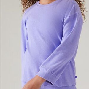Athleta Lilac Change Maker 3/4 Sleeve Ribbed Sweatshirt Sz 8-10 NWT